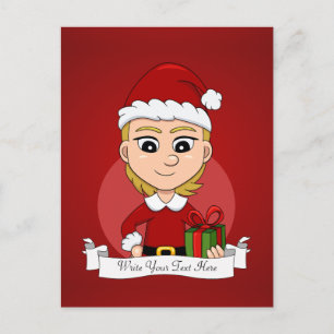 Festiva Navidades chica personalizado postal de vacaciones