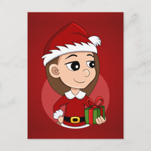 Festiva Navidades chica personalizado postal de vacaciones