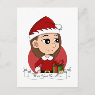 Festiva Navidades chica personalizado postal de vacaciones
