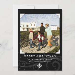 Festiva Navidades clásicos saludando tarjeta de foto blanc