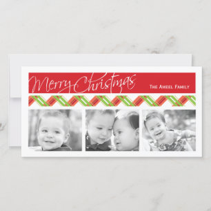Festiva Navidades colocados   Tarjeta fotográfica de tres 