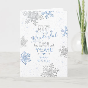 Festiva Navidades con copos de nieve Tarjeta de felicitaci