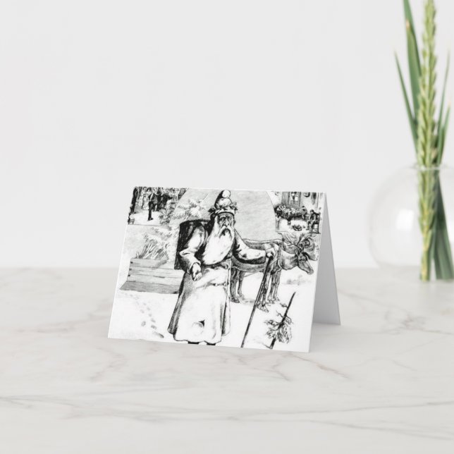 Festiva Navidades con tarjeta de blanco inmaculado Santa B (Anverso)