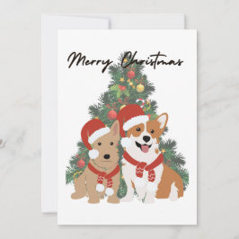 Festiva Navidades Corgi y Terrier - Tarjeta de vacaciones