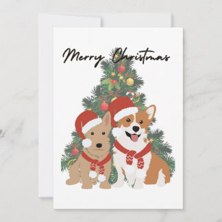 Festiva Navidades Corgi y Terrier - Tarjeta de vacaciones