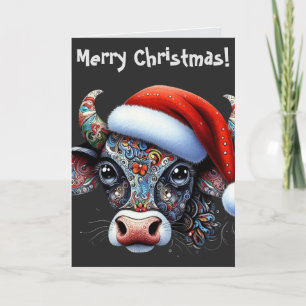 Festiva Navidades Cow Bull con tarjeta de Navidades de San