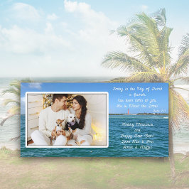 Festiva Navidades cristianos faro tarjeta de foto oceánica