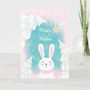 Festiva Navidades Cute la tarjeta de vacaciones de conejo 