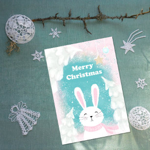 Festiva Navidades Cute la tarjeta de vacaciones de conejo 