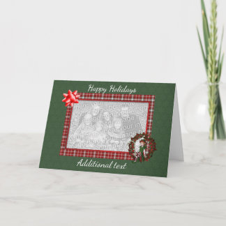 Festiva Navidades Cute Tarjeta de Foto de Elf Wreath para 