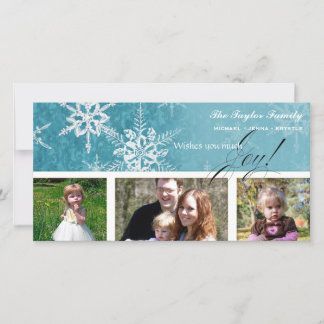 Festiva Navidades Damask Snowflake - Tarjeta azul oceánica