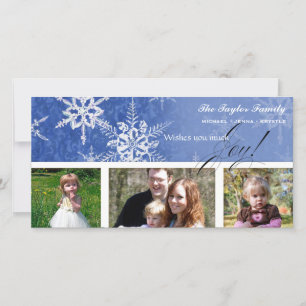 Festiva Navidades Damask Snowflake - Tarjeta azul real
