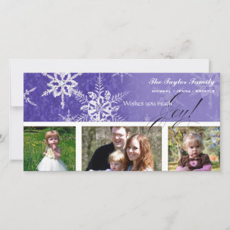 Festiva Navidades Damask Snowflake - Tarjeta real púrpura