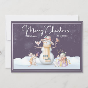 Festiva Navidades de acuarela nevado de tarjeta