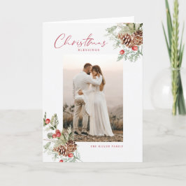 Festiva Navidades de acuarela rustica bendiciendo tarjeta 