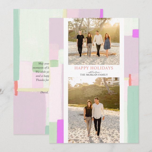 Festiva Navidades de arte coloridos tarjeta de felicitació (Anverso / Reverso)