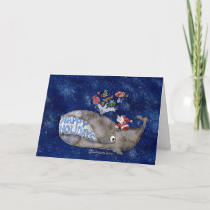 Festiva Navidades de ballena tarjeta de vacaciones felices