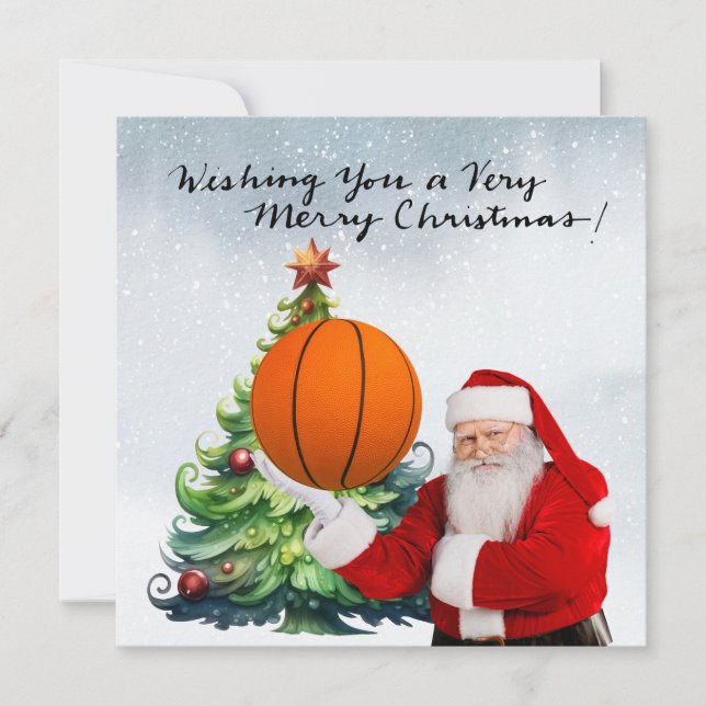 Festiva Navidades de baloncesto tarjeta de vacaciones con  (Anverso)