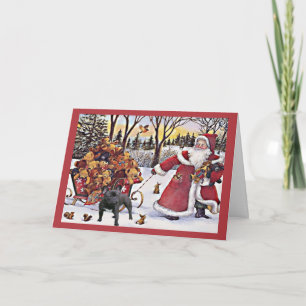 Festiva Navidades de Bulldog de Francia Tarjeta Santa Bear