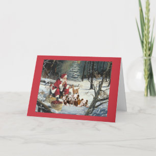 Festiva Navidades de bulldog Tarjeta de felicitación Santa