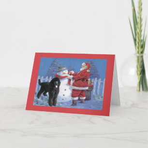 Festiva Navidades de canapé con tarjeta de Santa y Snowman