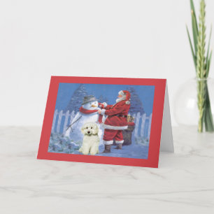 Festiva Navidades de canapé con tarjeta de Santa y Snowman