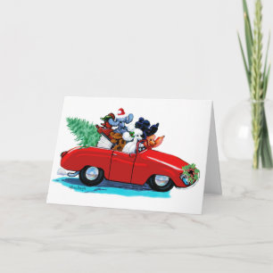 Festiva Navidades de carpintería Vintage Carro Tarjeta de