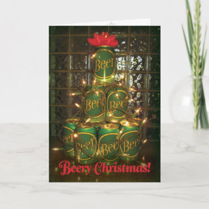 Festiva Navidades de cerveza - Tarjeta de árbol de cerveza
