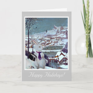 Festiva Navidades de conejo blanco - Tarjeta de arte venti