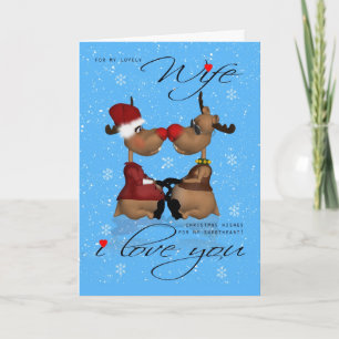 Festiva Navidades de Esposa Saludan Tarjeta Con Reno