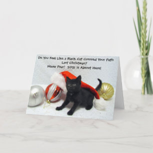 Festiva Navidades de gato negro - Humor de 2020 - tarjeta