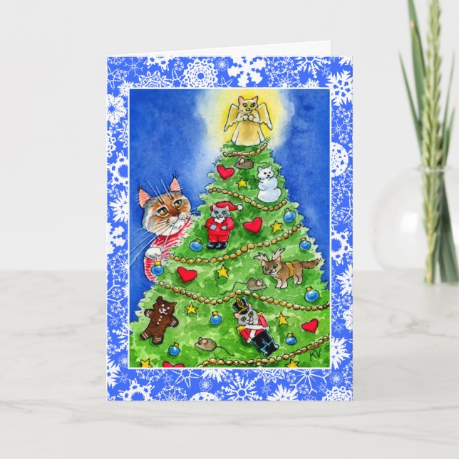 Festiva Navidades de gato y ratones o tarjeta de vacacione (Anverso)