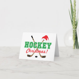 Festiva Navidades de hockey con tarjeta roja y verde con S