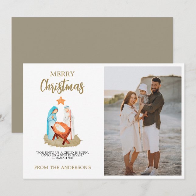 Festiva Navidades de la Natividad Tarjeta de felicitación  (Anverso / Reverso)
