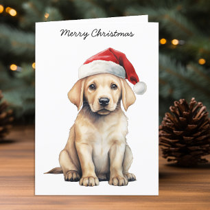 Festiva Navidades de Labrador con tarjeta amarilla