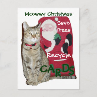 Festiva Navidades de Meowwy reciclan postal