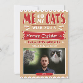 Festiva Navidades de Mi y Mi Gato 5x7 Tarjeta fotográfica
