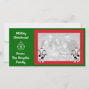 Festiva ¡Navidades de MOO! Tarjeta fotográfica.