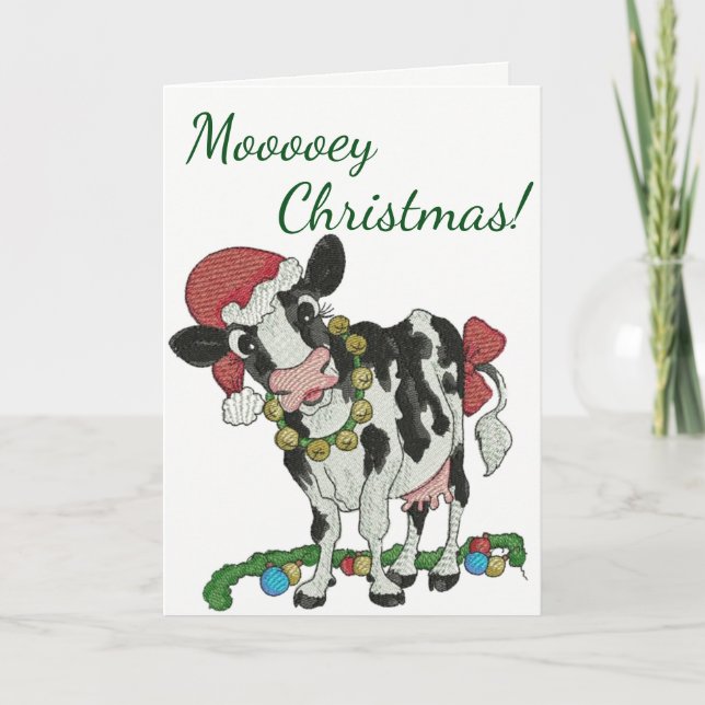 Festiva ¡Navidades de Mooey! Tarjeta de Navidades con tema (Anverso)