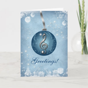 Festiva Navidades de música Tarjeta de saludo Ice Blue
