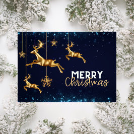 Festiva Navidades de oro de renos modernos tarjeta de vaca