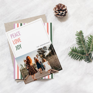 Festiva Navidades de Peace Love Joy Foto Tarjeta de vacaci