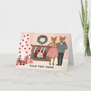 Festiva Navidades de personalizable Tarjeta Pareja Fox