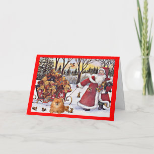 Festiva Navidades de Pomerania Tarjeta Santa y Bears