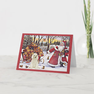 Festiva Navidades De Poodle Tarjeta Santa Bears En Sleigh