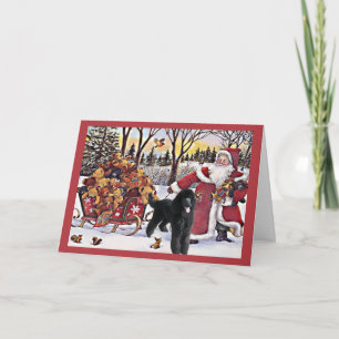 Festiva Navidades De Poodle Tarjeta Santa Bears En Sleigh