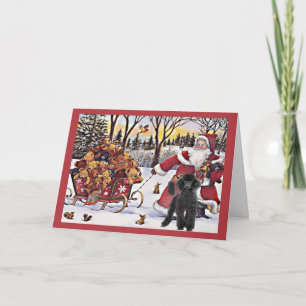 Festiva Navidades De Poodle Tarjeta Santa Bears En Sleigh