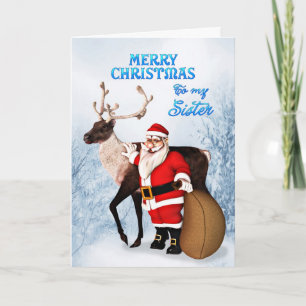Festiva Navidades de Santa y renos con tarjeta para herman