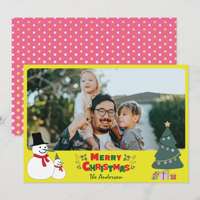 Festiva Navidades de Snowman saludan la tarjeta de vacacio (Anverso / Reverso)