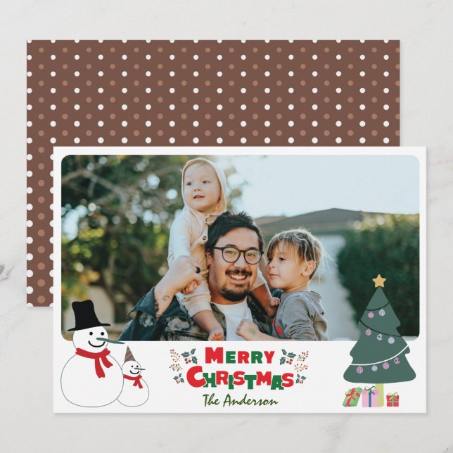 Festiva Navidades de Snowman saludan la tarjeta de vacacio (Anverso / Reverso)